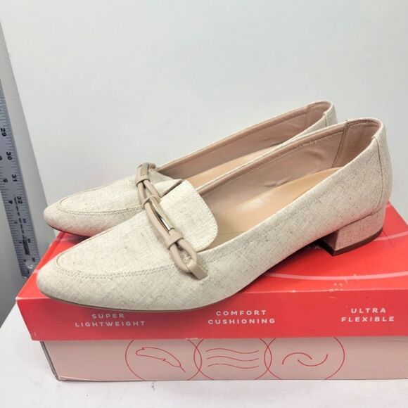 Easy Spirit Eflex Carlina Slip-On Pointy Toe Dress Flats Linen SIZE 10 NIB NWT - Picture 2 of 11